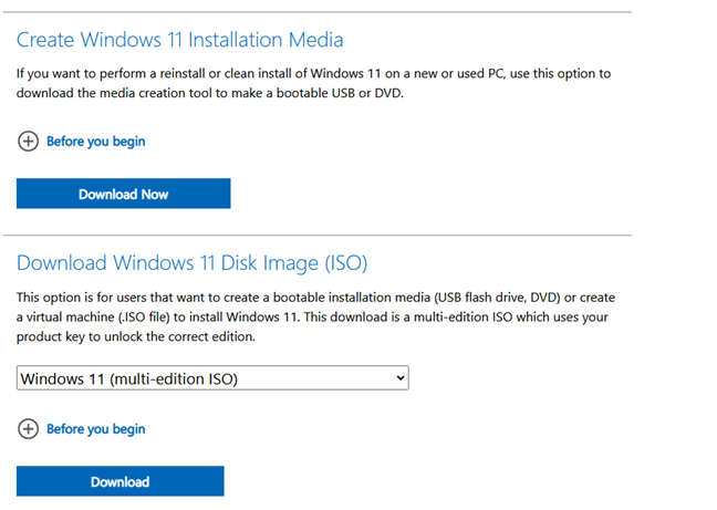 Download a Windows 11 or Windows 10 ISO file